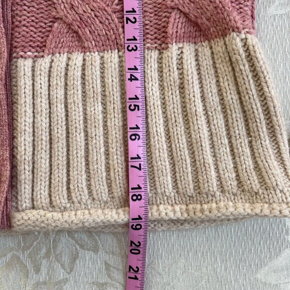 Promesa Pink and Cream Colorblock Cable Knit Sweater Cardigan - Picture 8 of 16